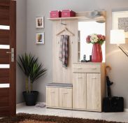 Wardrobe with mirror Bratteli 03, color: oak Sonoma - Dimensions: 203 x 120 x 32 cm (H x W x D), with five compartments