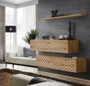 Two Kongsvinger 120 TV base units / wall units, color: Wotan oak - Dimensions: 110 x 130 x 30 cm (H x W x D), with four compartments