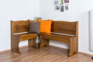 Corner bench solid pine solid wood oak rustic Junco 243 - Dimensions: 84 x 110 x 152 cm (H x W x D)