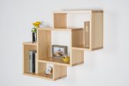 Hanging shelf / wall shelf solid pine natural Junco 289 - Dimensions: 66 x 88 x 20 cm (H x W x D) 