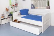 Children's bed / youth bed "Easy Premium Line" K1/s Full incl. 2nd berth and 2 cover panels, 90 x 200 cm solid beech wood white lacquered