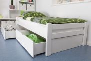 Single bed / guest bed "Easy Premium Line" K1/1n incl. 2 drawers and 2 cover panels, 90 x 200 cm solid beech wood, white lacquered