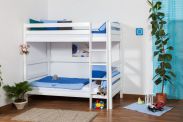 Children's bed Thomas bunk bed solid beech wood white lacquered, incl. rolling frame - 90 x 200 cm, divisible