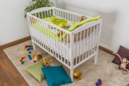 Crib / crib solid pine solid wood white lacquered 103, incl. slatted frame - dimensions 60 x 120 cm