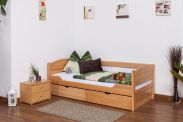 Single bed / functional bed "Easy Premium Line" K1/s full incl. 2 drawers and 2 cover panels, 90 x 200 cm solid beech wood natural