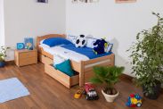 Children's bed / youth bed "Easy Premium Line" K1/2n incl. 2 drawers and 2 cover panels, 90 x 200 cm solid beech wood natural