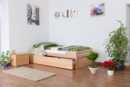 Single bed / guest bed "Easy Premium Line" K1/1h incl. 2nd berth and 2 cover panels, 90 x 200 cm solid beech wood natural