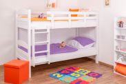 Bunk bed "Easy Premium Line" K21/n, rounded headboard and footboard, solid white beech wood - 90 x 200 cm (W x L), divisible