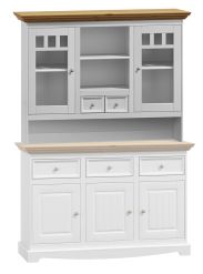 Top for chest of drawers Gyronde, solid pine wood wood wood wood wood wood, Colour: White / Oak - 105 x 130 x 35 cm (H x W x D)