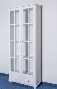 Solid pine display cabinet white Junco 34 - Dimensions: 195 x 80 x 35 cm (H x W x D)