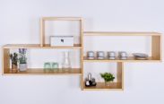 Wall shelf solid, natural pine wood Junco 282 - Dimensions 76 x 166 x 20 cm