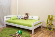 Children's bed / youth bed solid pine wood white lacquered A6, incl. slatted frame - dimensions 120 x 200 cm