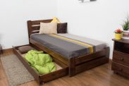 Single bed / guest bed solid pine walnut A24, incl. slatted frame - dimensions 90 x 200 cm 