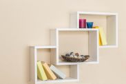 Hanging shelf / wall shelf solid pine white lacquered Junco 289 - 66 x 88 x 20 cm (H x W x D) 