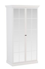 Closet Torsakala 06 with 200 x 102 x 56 cm, 2 shelves, 2 elegant glass doors, 3 practical compartments, 1 clothes rail, white opal, ABS