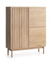 Acrab 03 chest of drawers with plenty of storage space, 130 x 106 x 37, 3 shelves, 7 compartments, 3 doors, push-to-open system, Cremona oak, suitable for robot vacuum cleaners