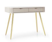 Makreb 23 dressing table in cashmere, 80 x 103 x 49 cm, metal legs in gold, soft close system, ABS, milled fronts, dressing room, bedroom