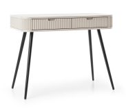Makreb 20 dressing table in cashmere, with black metal legs, 80 x 103 x 49 cm, 2 practical drawers, soft close, ABS edge protection