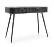 Makreb 21 dressing table in black, 80 x 103 x 49 cm, black metal legs, soft close system, dressing room, bedroom, ABS, milled fronts