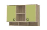 Children's room - Wall cabinet Benjamin 24, Colour: Beech / Olive - 82 x 128 x 37 cm (h x w x d)