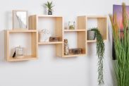 Hanging shelf / wall shelf solid pine natural Junco 288 - Dimensions: 50 x 130 x 20 cm (H x W x D)