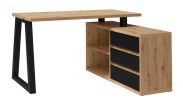 Desk "Merosina" 07, color: matt black / oak Artisan - Dimensions: 76 x 135 x 115 cm (H x W x D)