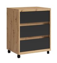 Roll container "Merosina" 08, Color: Matt black / Oak Artisan - Dimensions: 66 x 50 x 39 cm (H x W x D)