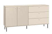 Chest of drawers Petkula 04, Colour: Light Beige - Measurements: 85 x 160 x 40 cm (H x W x D), with 2 doors, 3 drawers and 2 compartments.