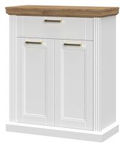 Shoe cabinet Lotofaga 02, Colour: White / Walnut - 102 x 86 x 38 cm (H x W x D)