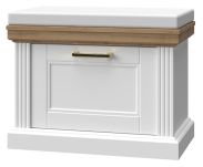 Bench with storage space / Shoe cabinet Lotofaga 03, Colour: White / Walnut - 51 x 65 x 38 cm (H x W x D)