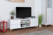 TV - base cabinet Amanto 8, Colour: White / Ash - Measurements: 54 x 150 x 40 cm (H x W x D)