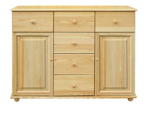 Chest of drawers solid pine natural Junco 163 - Dimensions 100 x 140 x 42 cm