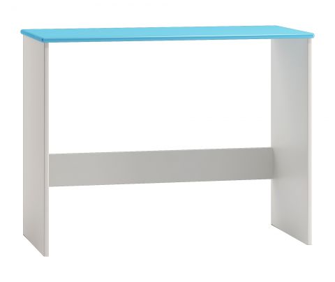 Desk solid pine solid wood white blue lacquered 009 - Dimensions 77 x 110 x 47 cm (H x W x D)
