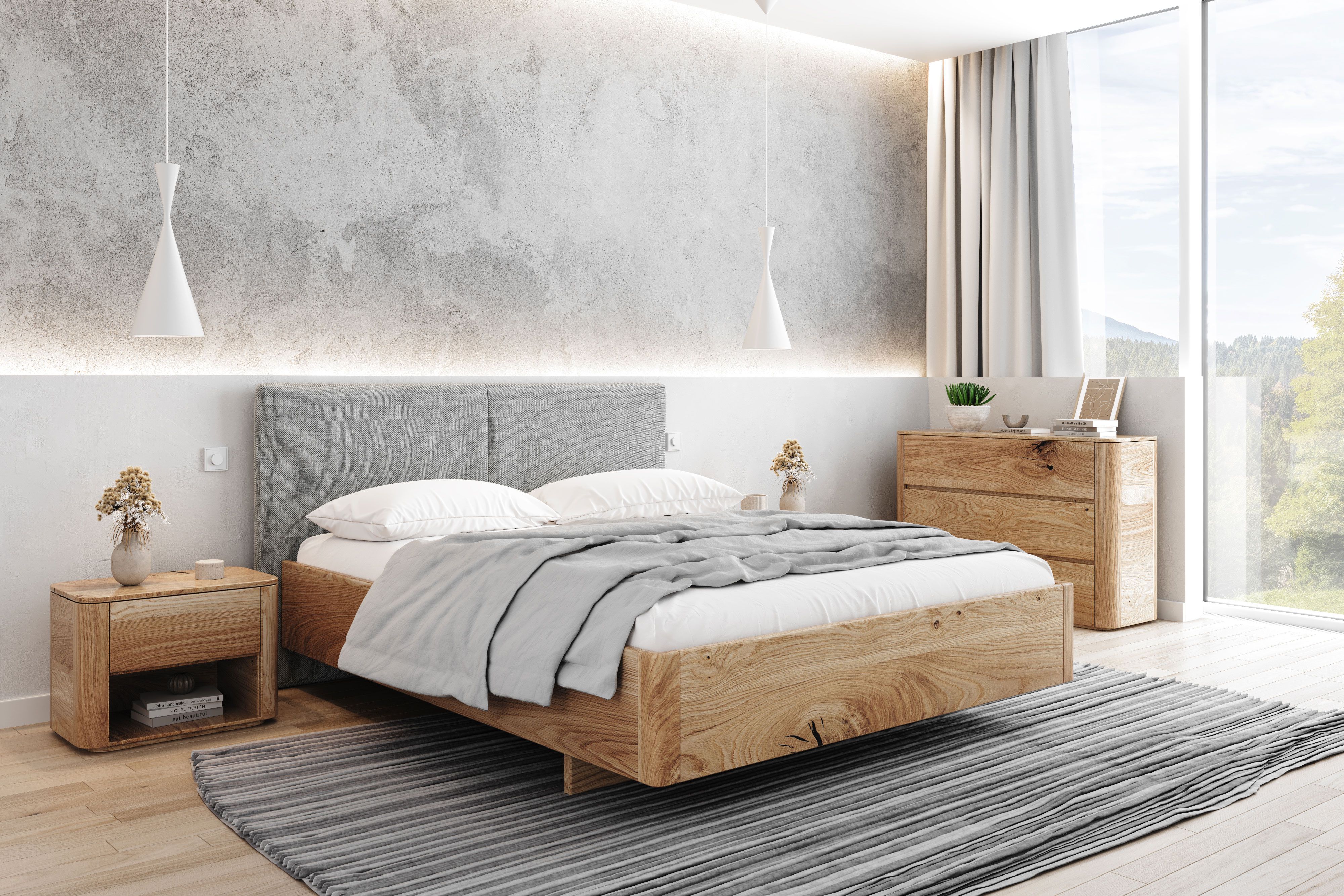 Single bed / guest bed Massana 01 solid oiled oak - Lying surface: 120 x 200 cm (W x L)