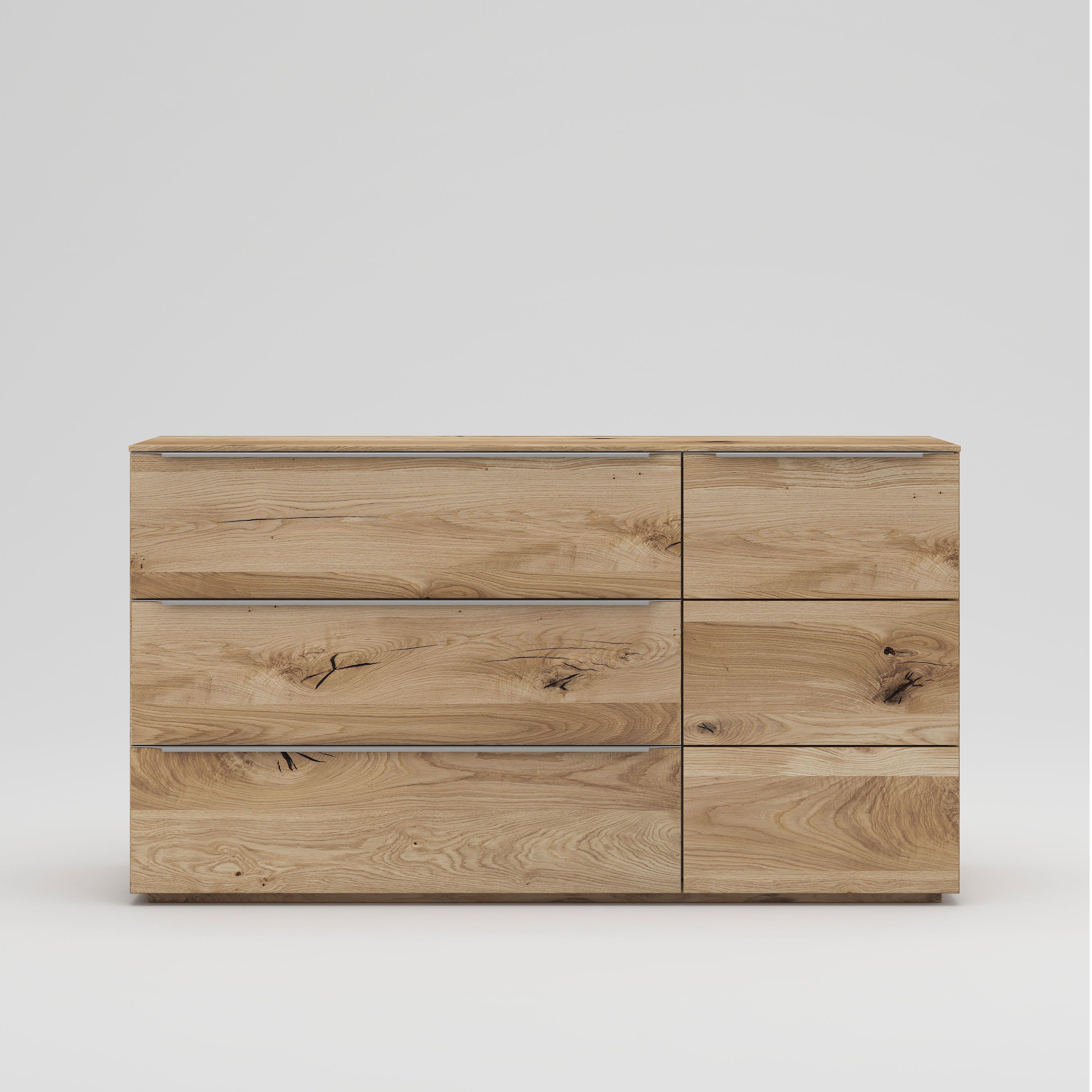 Chest of drawers Vila 02 solid oiled oak - Dimensions: 82 x 120 x 42 (H x W x D)