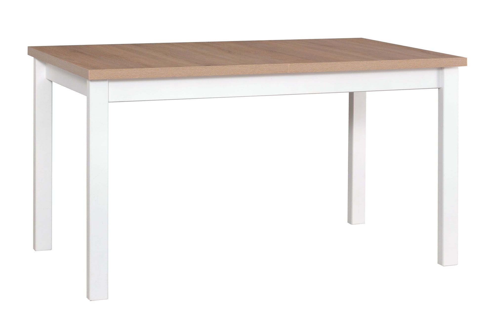 Large LAMA dining table in white/oak, dimensions 80 x 140/180 (W x D), table top height of 32 mm, laminated surface, wooden legs, easy to combine