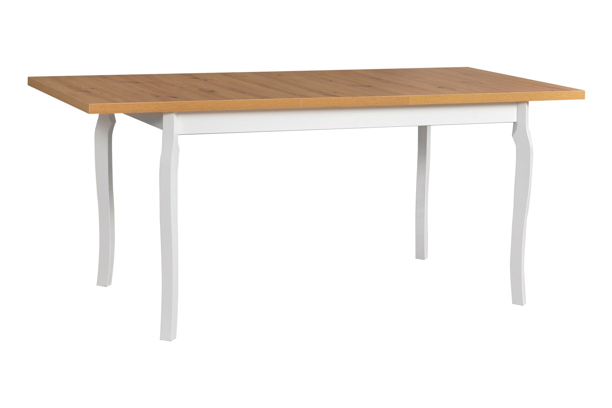 Extendable dining table TEIKA in white/oak, dimensions 80 x 140/180 (W x D), table top height 32 mm, laminated surface, seats up to 10 people