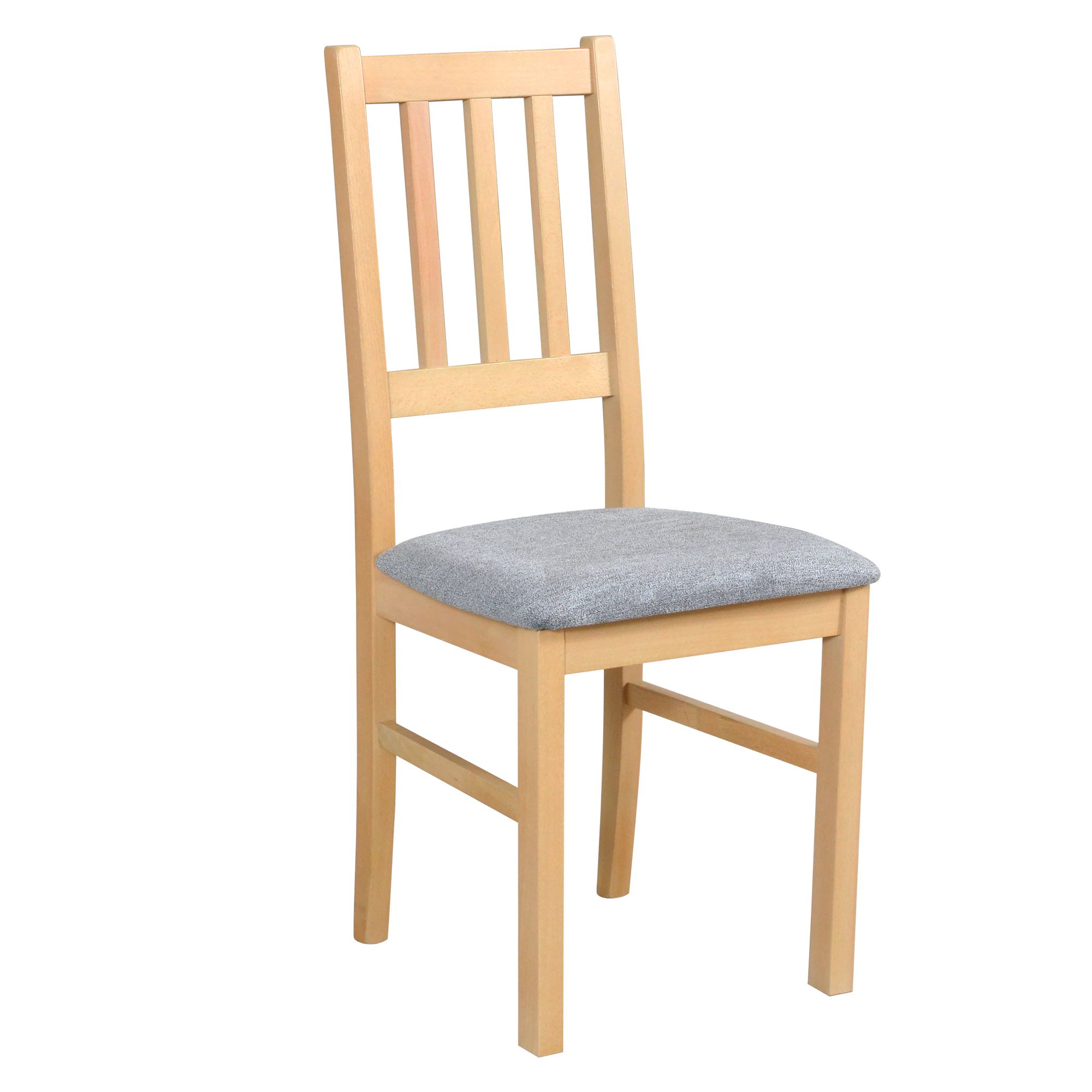 Orenburg dining chair in classic design, beech wood in oak look, comfortable upholstery in light gray, seat height of 47 cm, high-quality materials