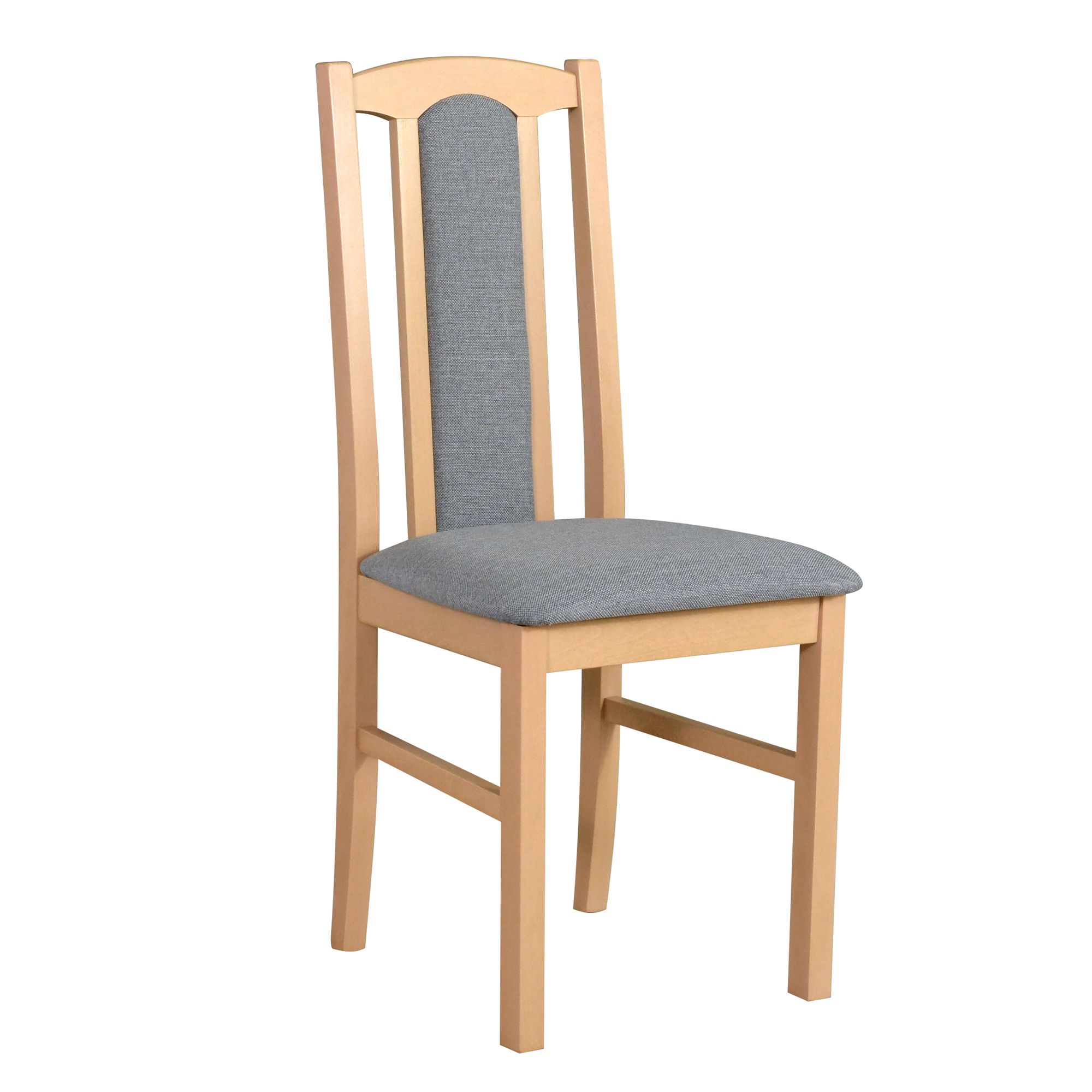 Madohn upholstered dining chair, solid beech wood with oak look, gray upholstery, T-25 foam upholstery, durable material, robust wood