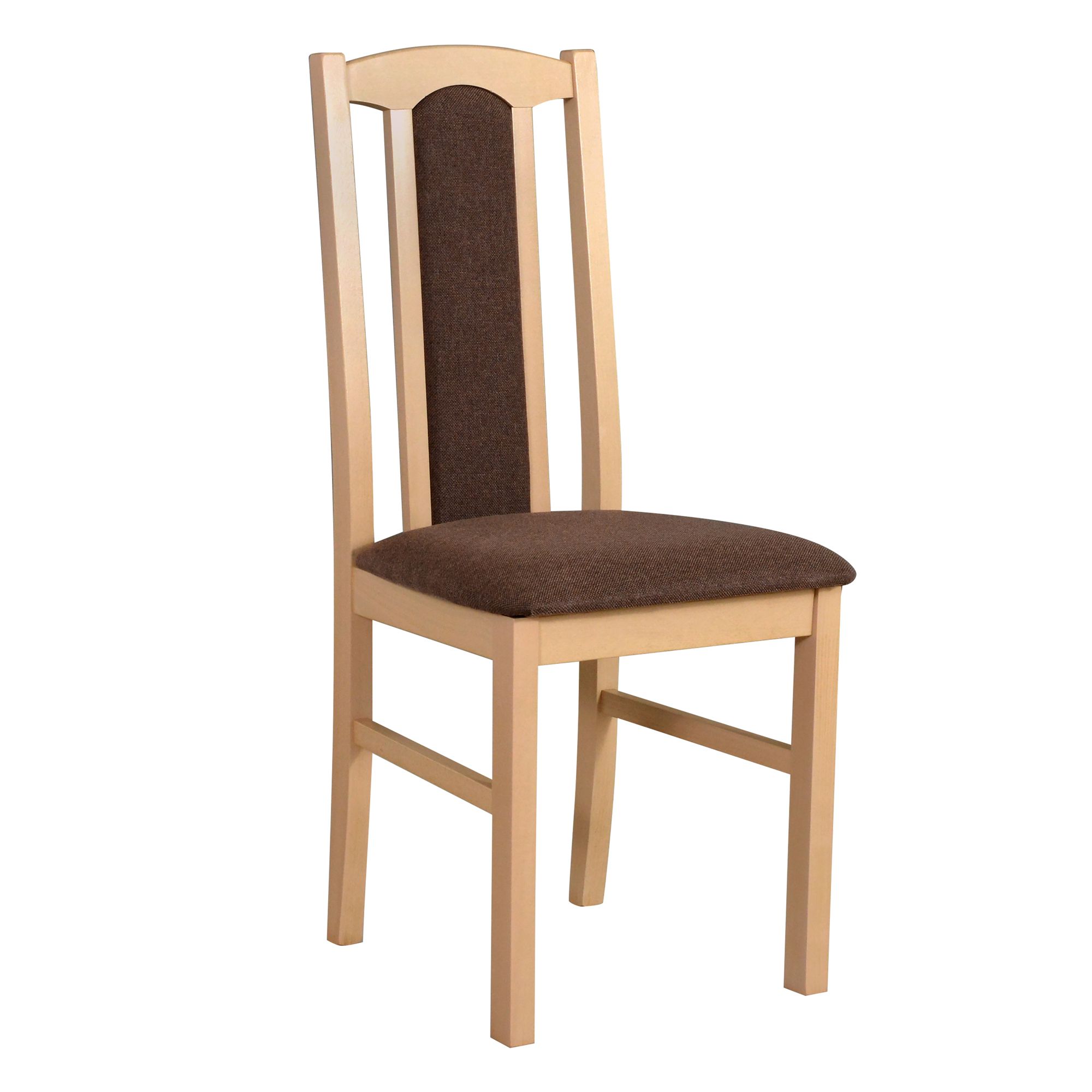 Madohn dining chair in classic design, seat height of 47 cm, brown upholstery with T-25 foam, solid beech wood in oak look, robust material