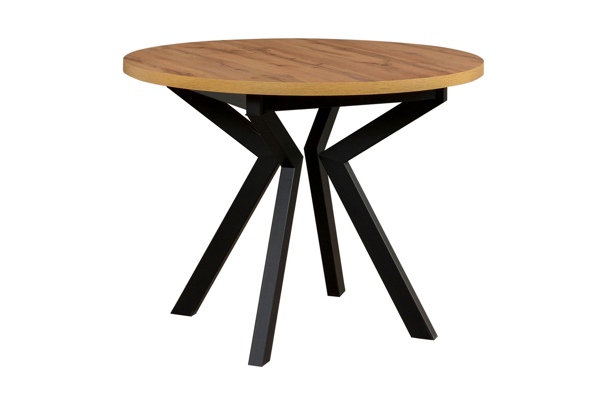 BAIB round dining room table in black/oak, dimensions Ø 100, table top height 32 mm, veneered surface, metal legs, robust, high-quality wood