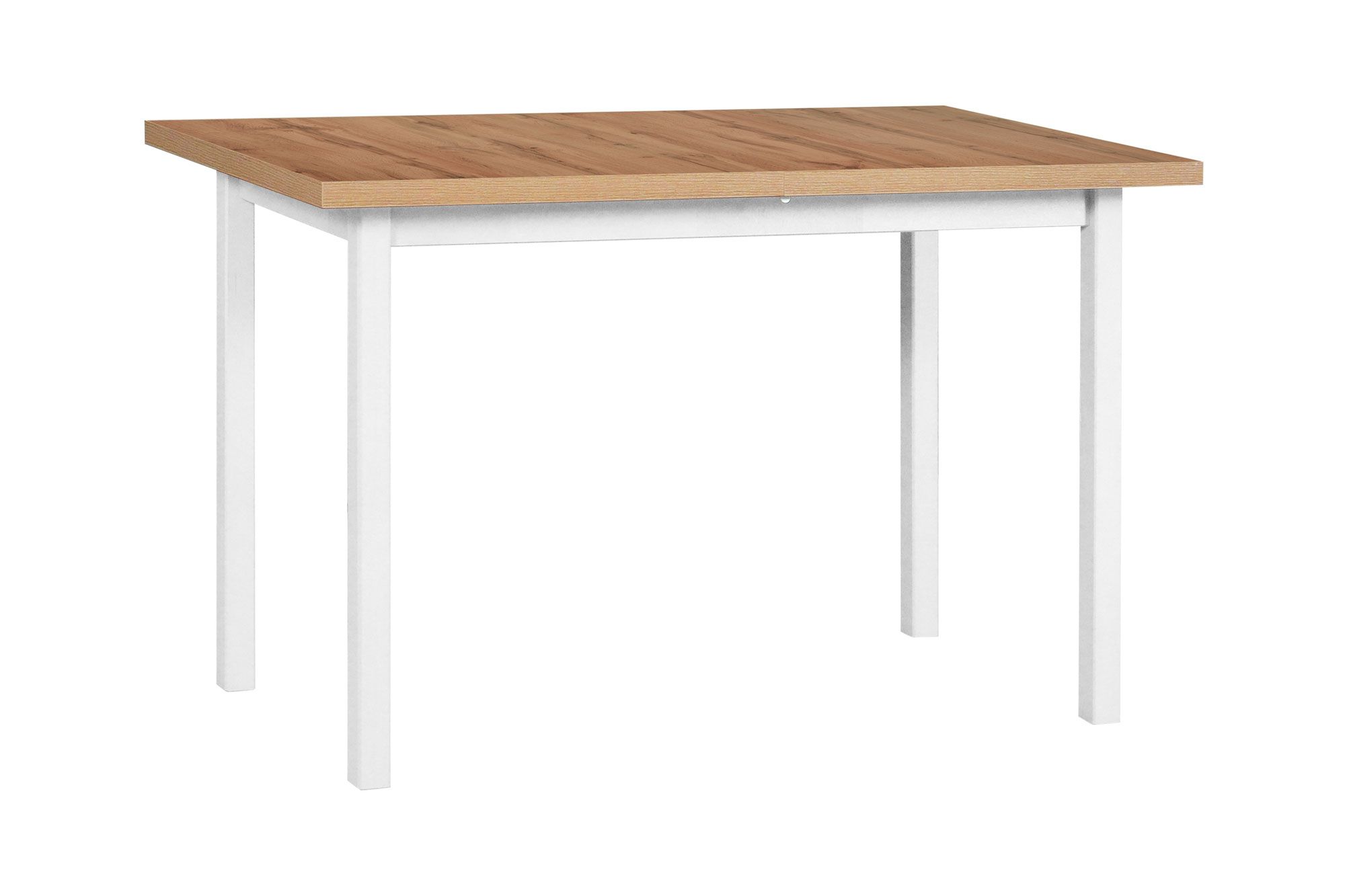 RAIVIS dining table in white/oak, dimensions 70 x 120/160 cm (W x D), table top height 32 mm, scratch-resistant laminate top, sturdy wooden legs, good wood grain