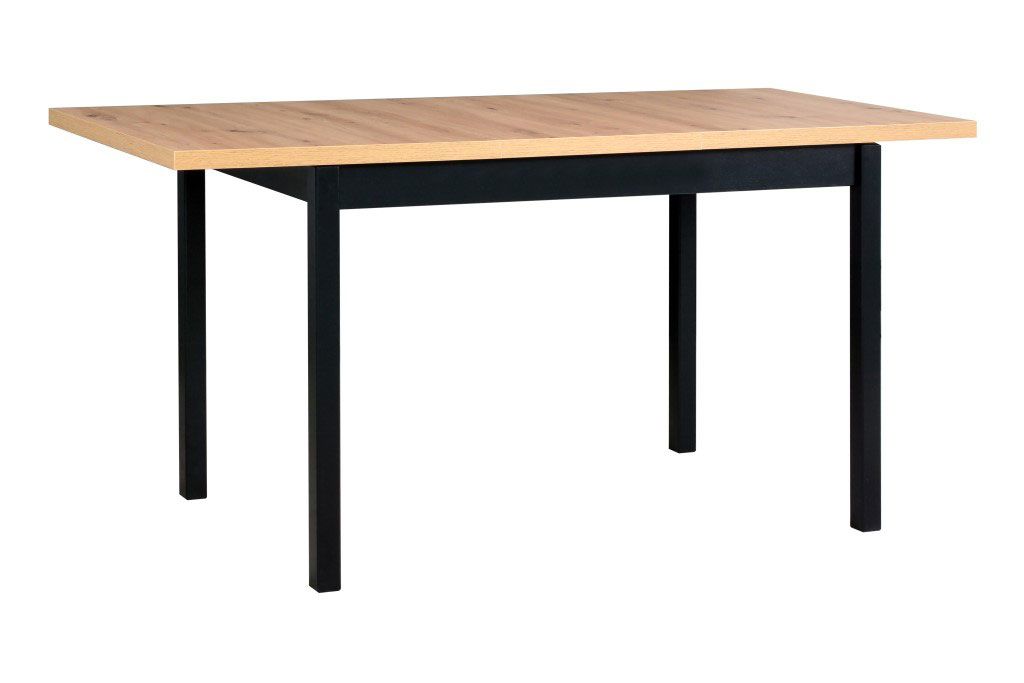 Extendable dining room table RAIVIS in black/oak, dimensions 70 x 120/160 (W x D), table top height of 32 mm, scratch-resistant laminate top, wooden legs