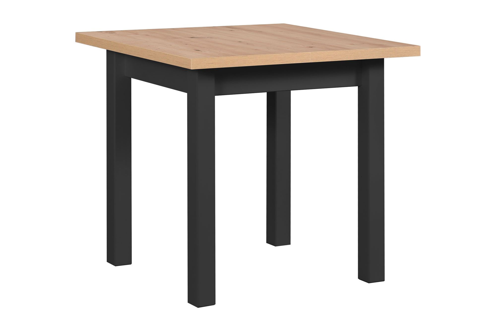 LELDE dining table in black/oak, extendable, space-saving, dimensions 80 x 80/160 cm (W x D), easy to combine, table top height 32 mm, laminate top