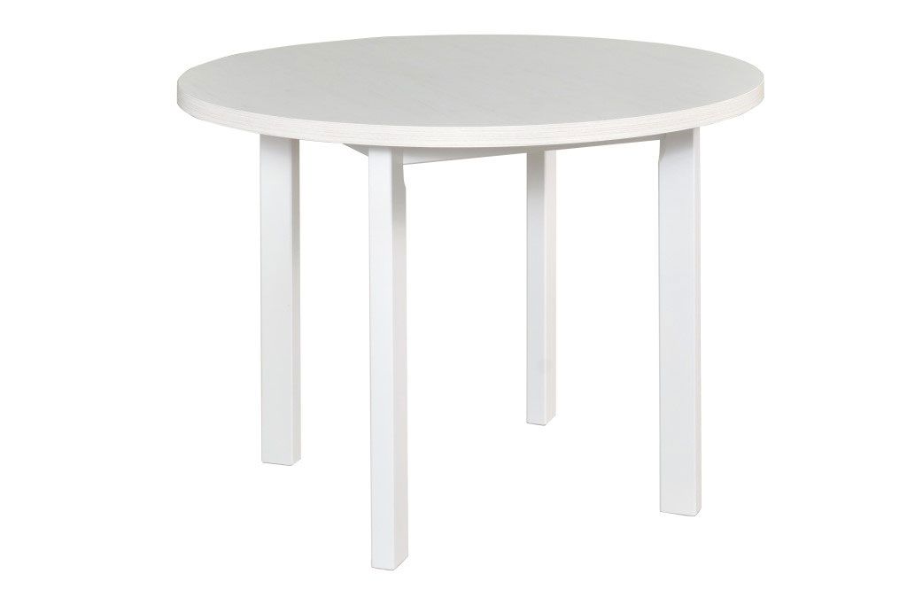 Round dining table LEVA in white, dimensions Ø 100, table top height 32 mm, table top scratch-resistant laminated, high-quality workmanship, beautiful grain