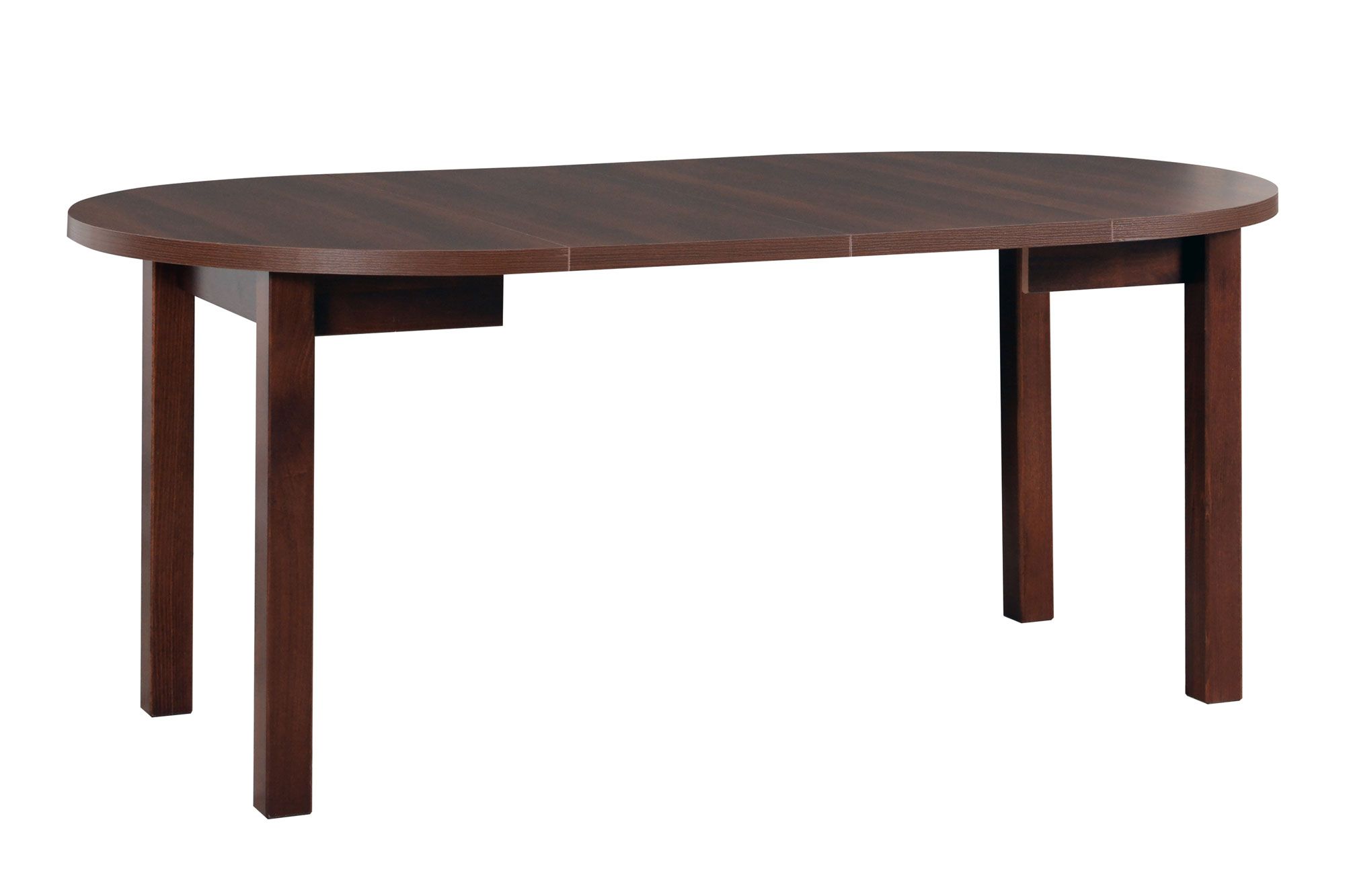 Round dining room table ILZE in walnut, extendable function, dimensions Ø 100/180, table top height 32 mm, laminated surface, wooden legs, robust