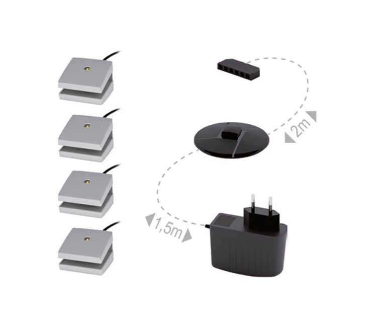 LED Lighting - 4 LEDs with power supply unit