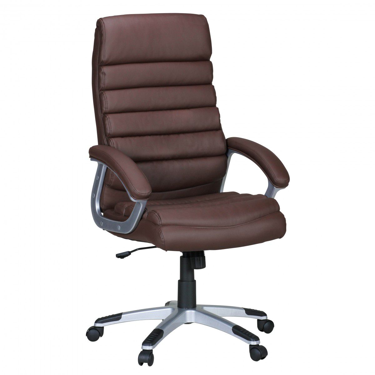 Ergonomic swivel chair Apolo 07 with lumbar support, brown, leather look, load capacity up to 120 KG, lockable rocking mechanism, extra high backrest