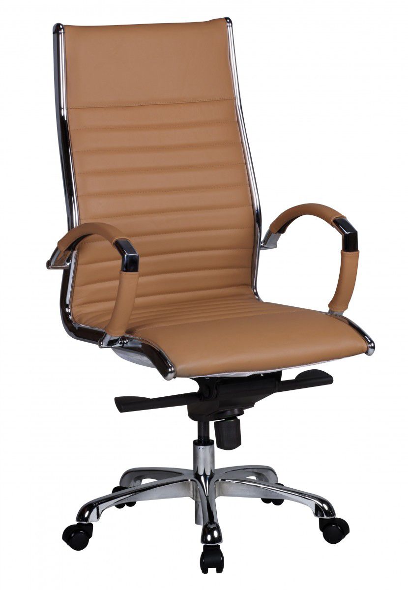 Office swivel chair XXL Apolo 45, color: caramel / chrome, with 5-point multiblock mechanism