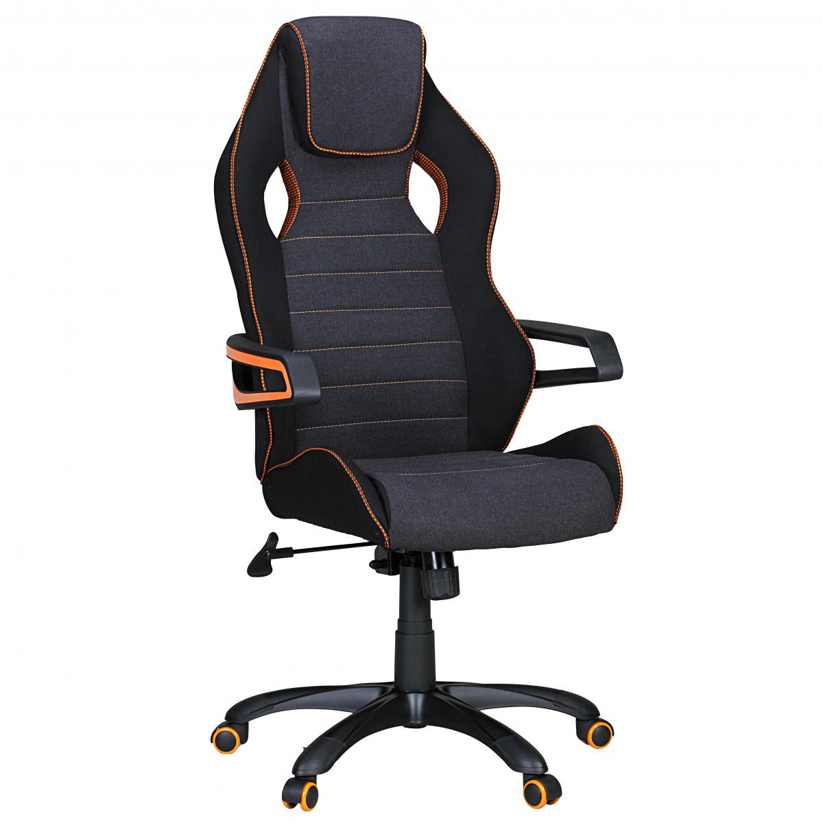 Gaming chair / office chair Apolo 53, color: black / grey / orange, with ergonomically shaped upholstery